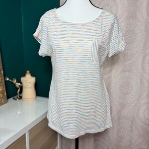 TB14921 - Talbots Women Lite Soft Comfy Cotton Poly Shirt Multicolor Striped